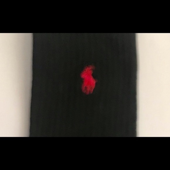 New Polo Ralph Lauren Men’s Sport Socks Black with Red Pony Grey Toes Heels - Picture 7 of 16